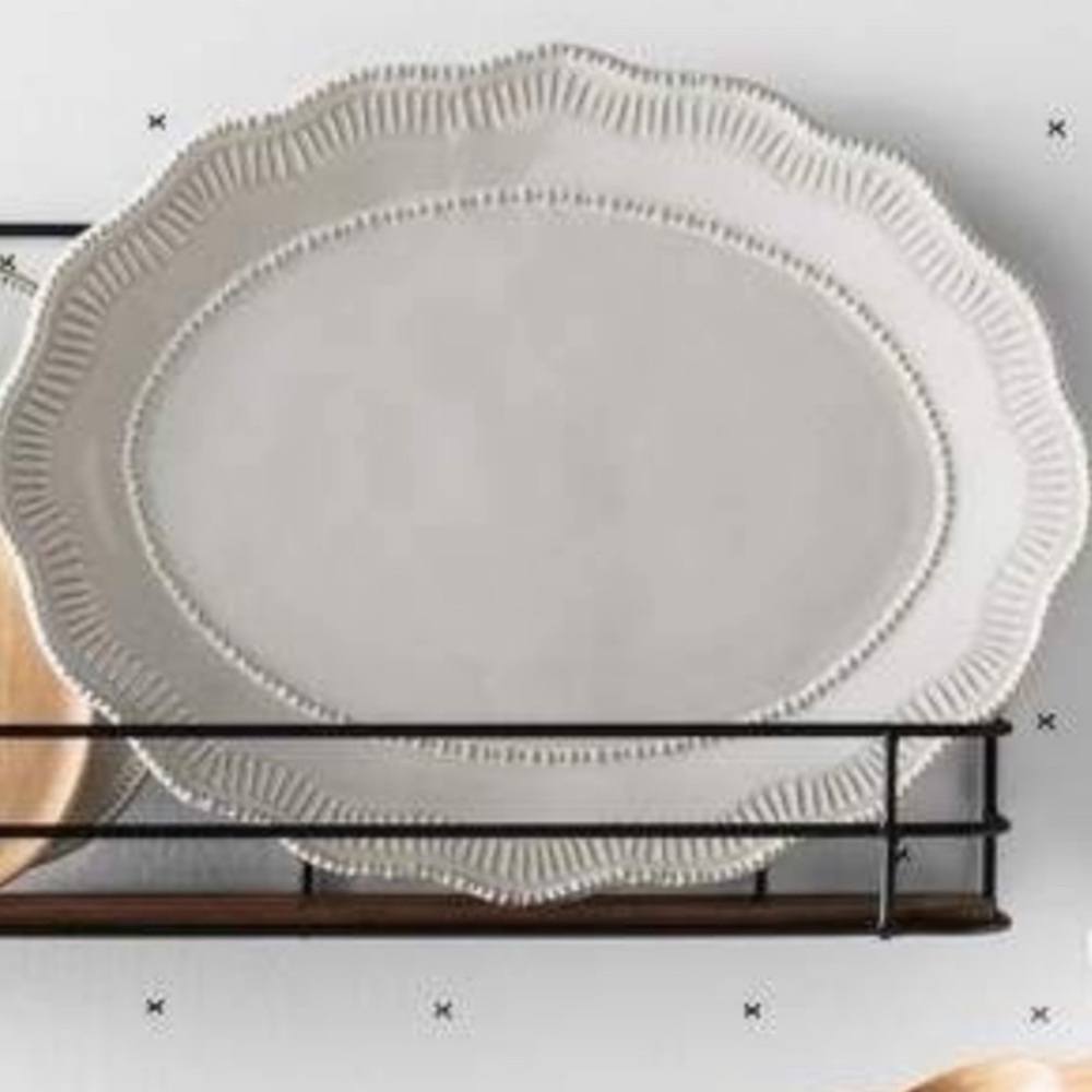 Hearth & Hand Large Serving Platter 19x14.5” Cream Scalloped Stoneware Tray - Picture 3 of 4